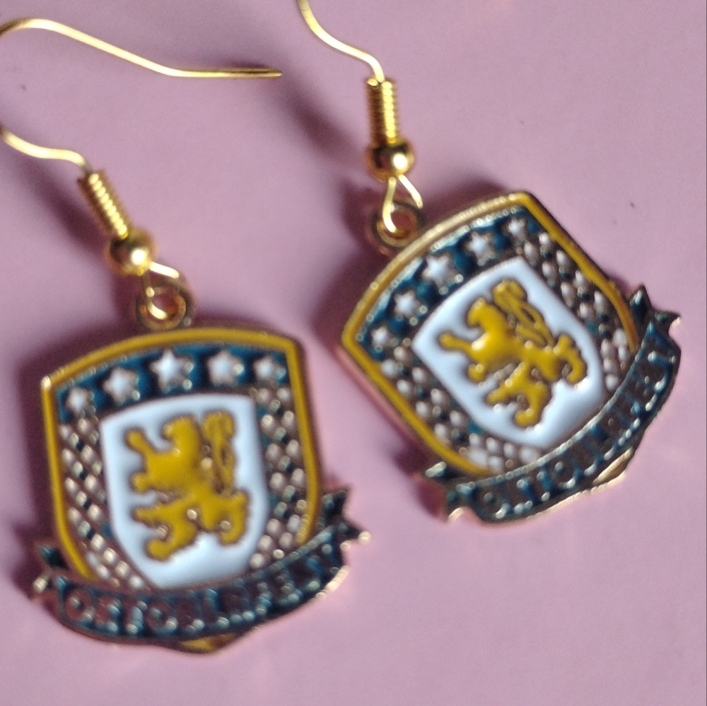 Oktoberfest Lion Crest German Earrings 18k Gold Plated Nickel Free Hooks